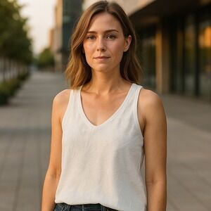 Rag‎ & Bone Jean White Floral Tank Top V-Neck Sleeveless XS